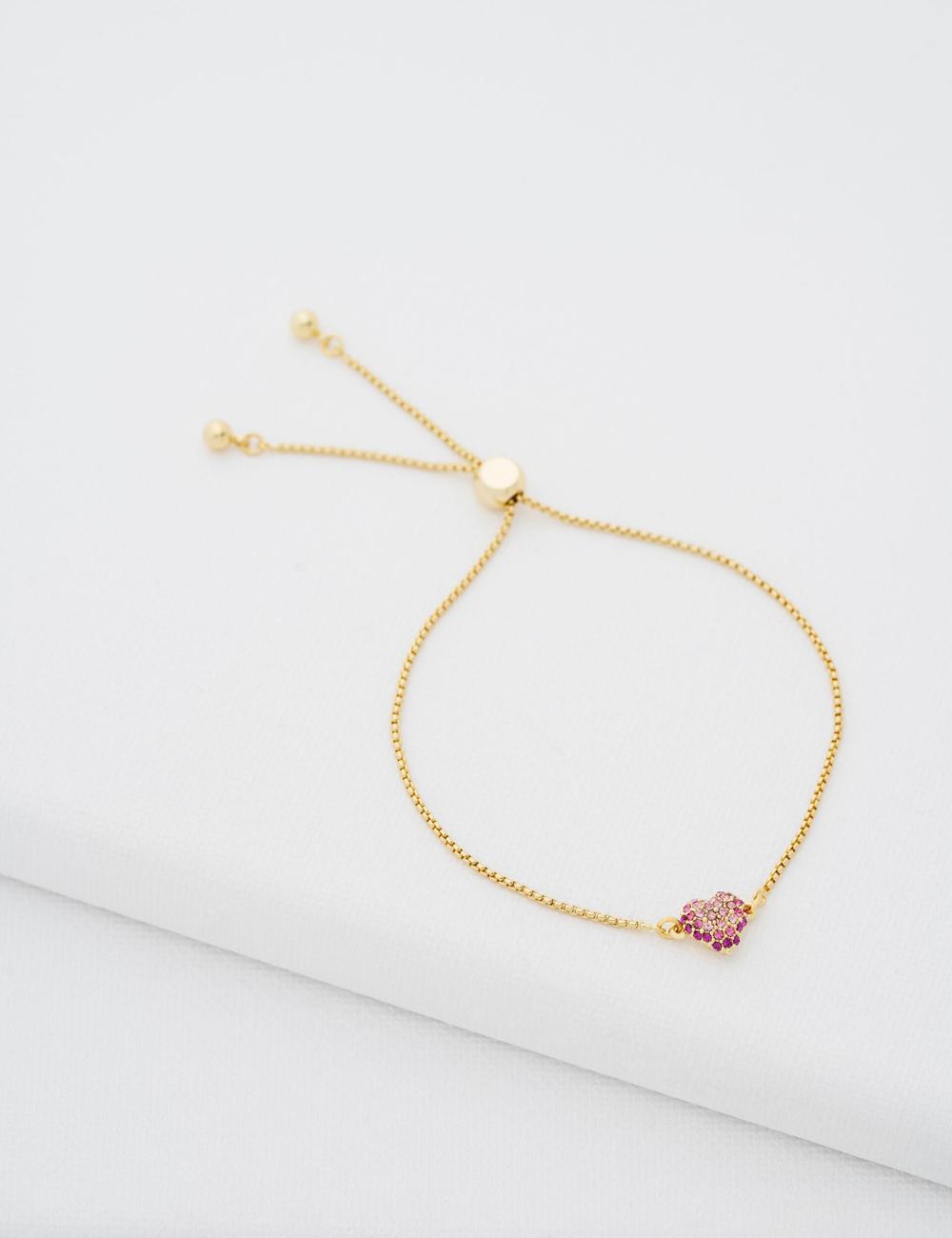 Women Ted Baker ADORIA - Mini Crystal Heart Adjustable Bracelets Gold | Egypt  HZUEB-3459