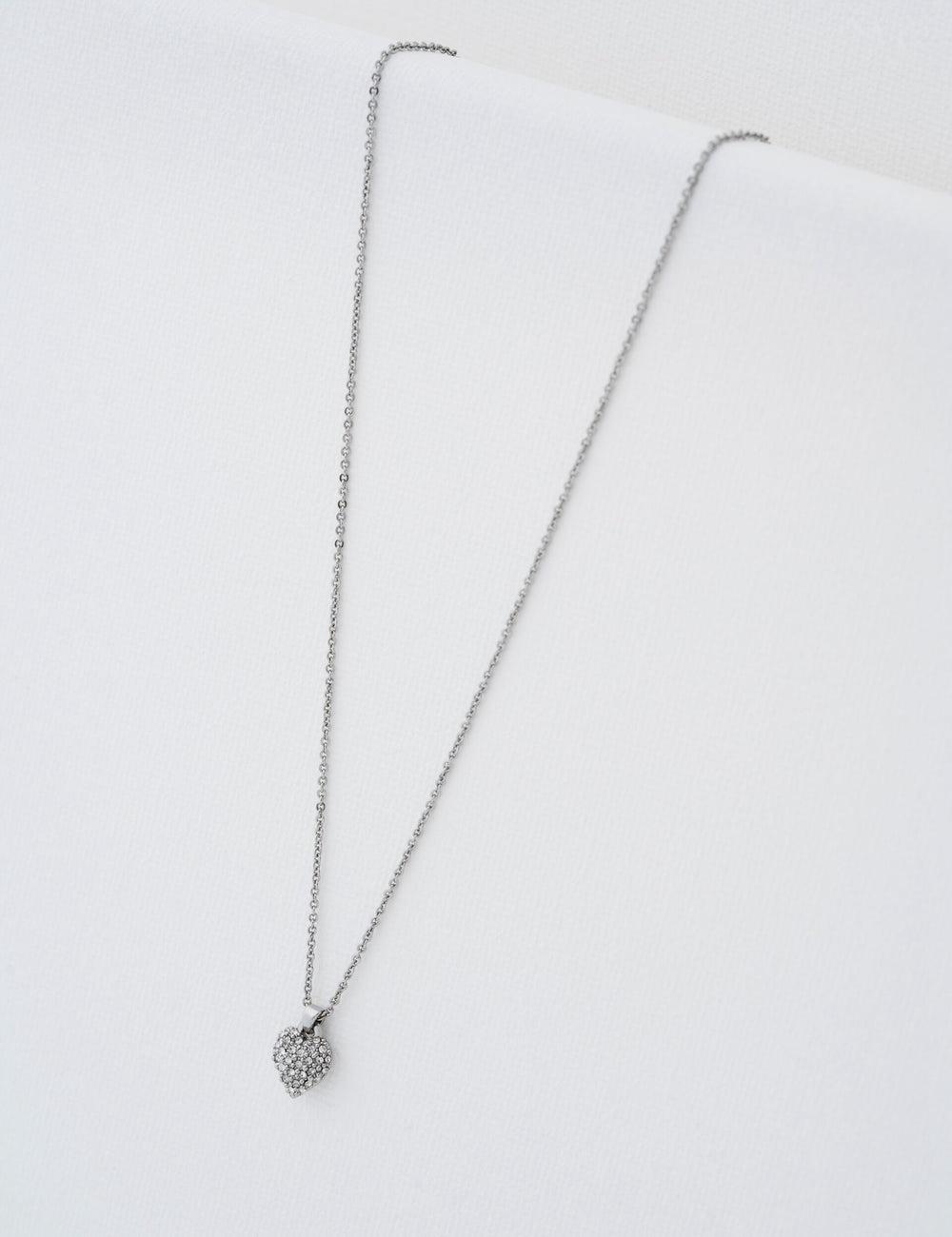 Women Ted Baker ADORINA - Mini Crystal Heart Pendant Necklaces Silver | Egypt  UEYBV-3601