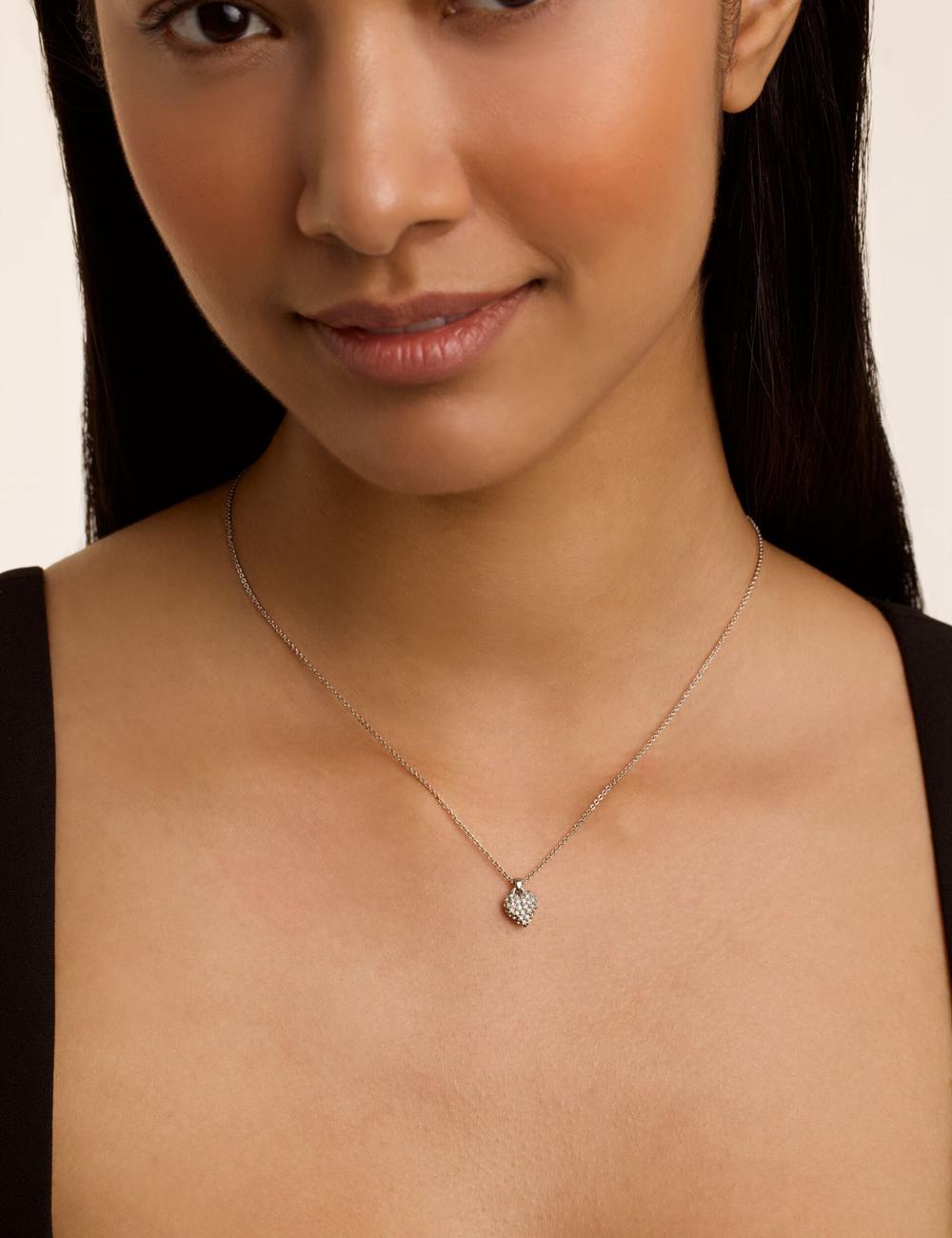 Women Ted Baker ADORINA - Mini Crystal Heart Pendant Necklaces Silver | Egypt  UEYBV-3601