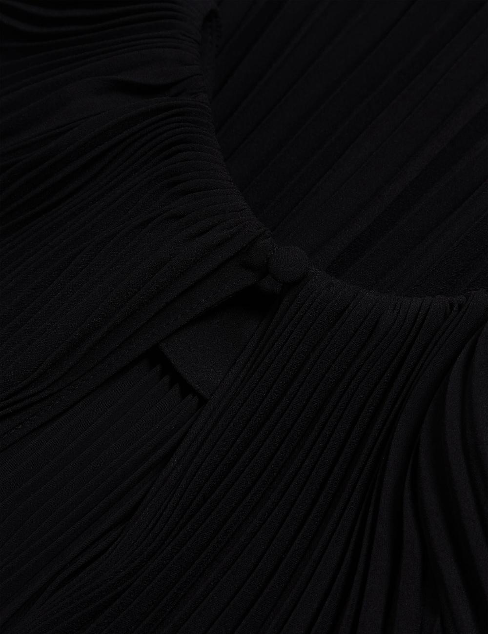 Women Ted Baker AGARA - Pleated Short Sleeve Woven Blouses Black | Egypt  WVEUA-9031