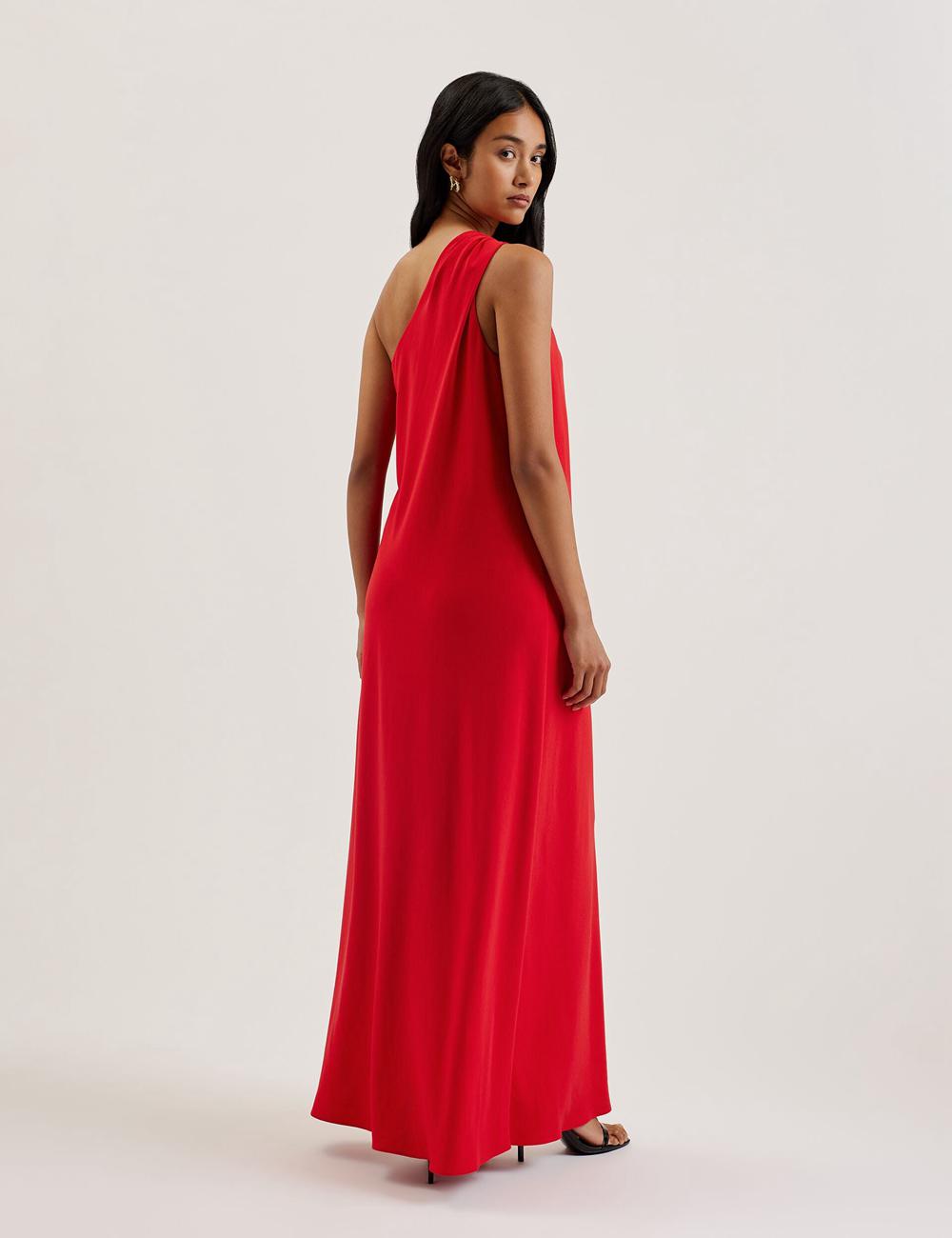 Women Ted Baker AISLI - One Shoulder Woven Maxi Dresses Red | Egypt  EYZBU-0258