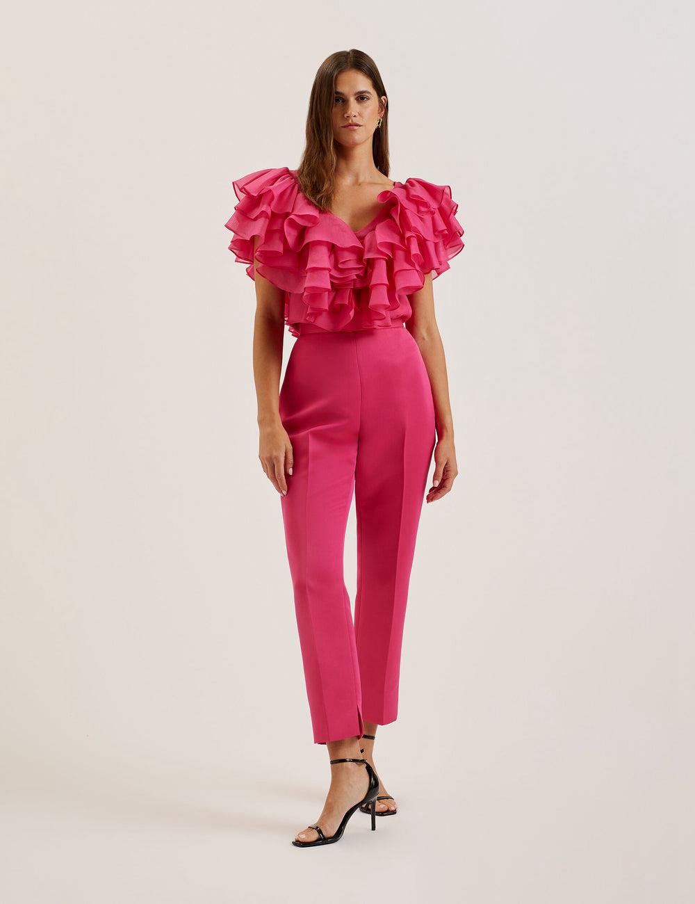 Women Ted Baker AKENIT - Satin Tailored Slim Leg Trousers Fuchsia | Egypt  ZFDUR-8612