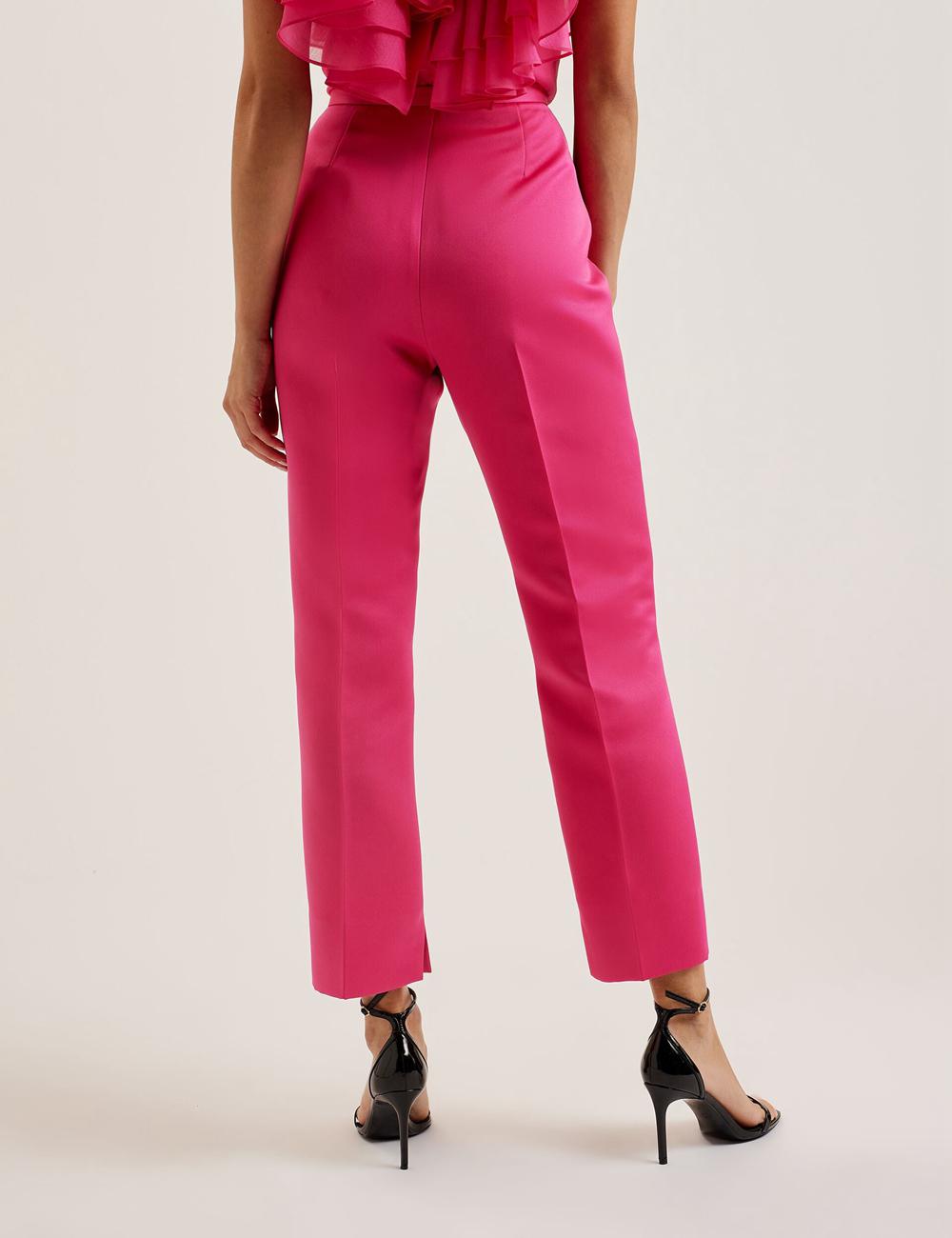 Women Ted Baker AKENIT - Satin Tailored Slim Leg Trousers Fuchsia | Egypt  ZFDUR-8612