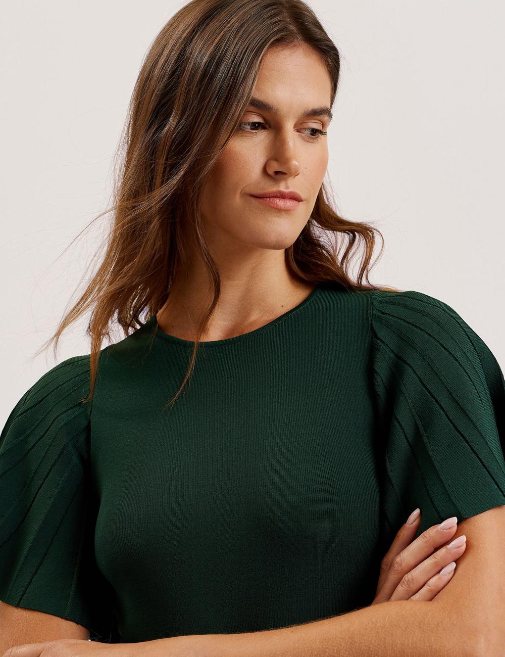 Women Ted Baker ALENHA - Knitted Angel Sleeve Mini Dresses Dk-Green | Egypt  MPIFJ-0356