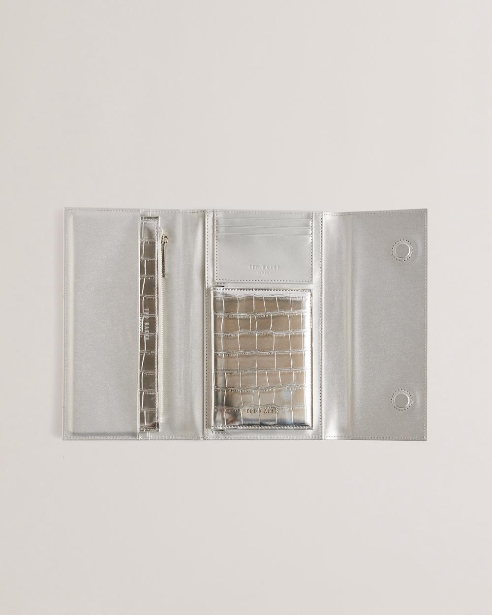 Women Ted Baker ALETHAI - Croc Effect Travel Organiser Wallets Silver | Egypt  ERVUT-6790
