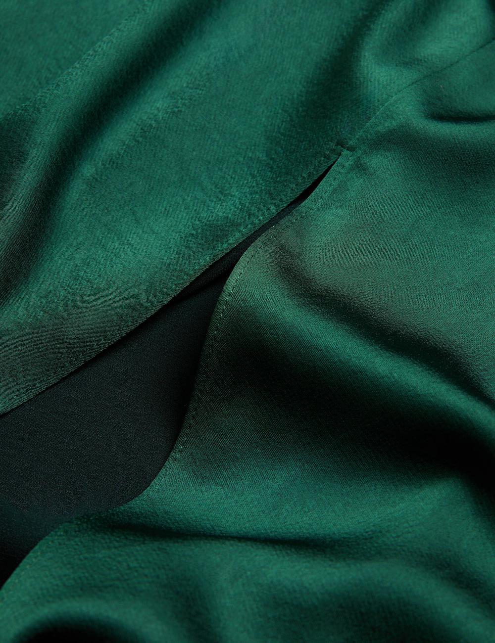 Women Ted Baker ALFEIOS - Long Sleeve Satin Skirt Midi Dresses Dk-Green | Egypt  YJNLA-6809