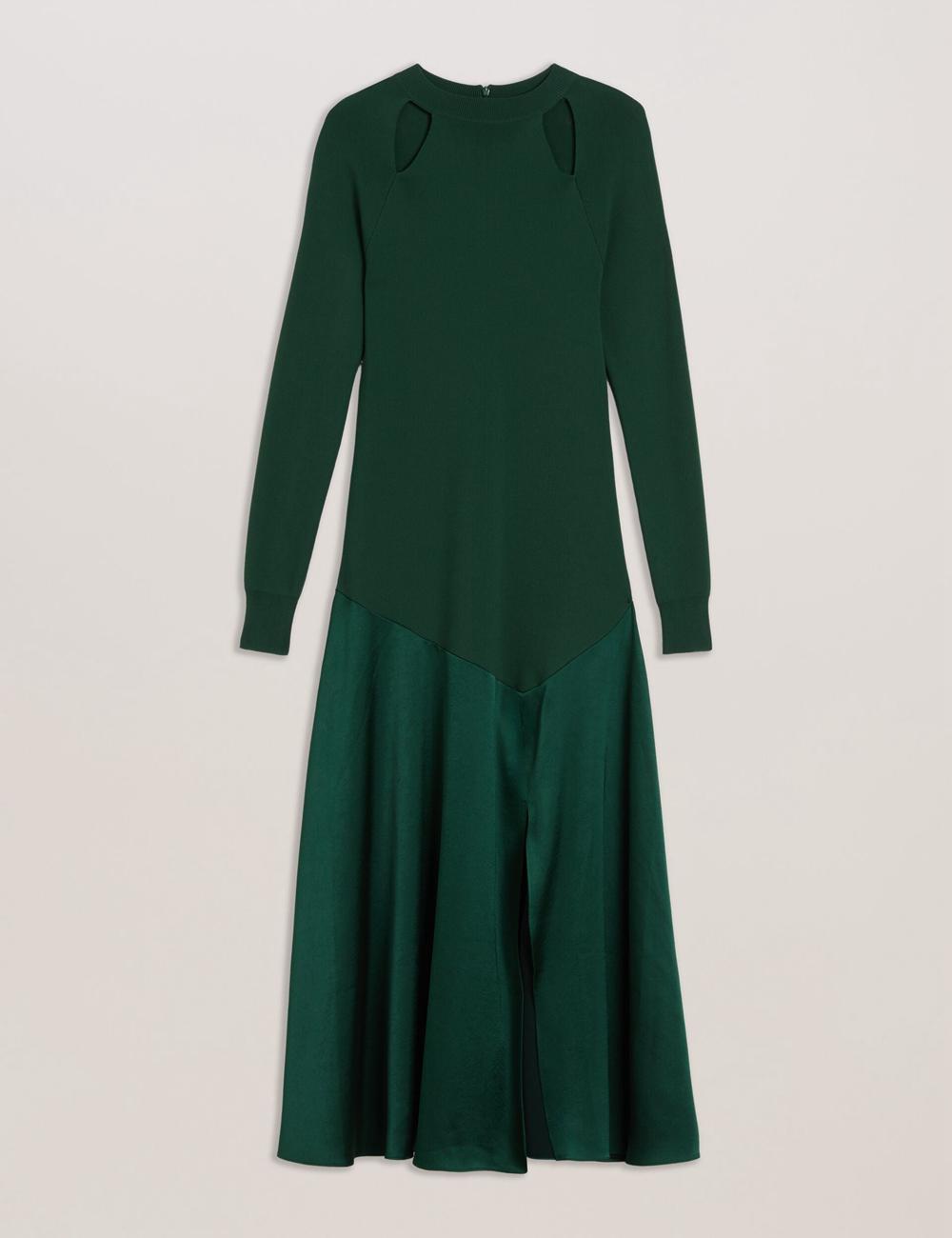 Women Ted Baker ALFEIOS - Long Sleeve Satin Skirt Midi Dresses Dk-Green | Egypt  YJNLA-6809
