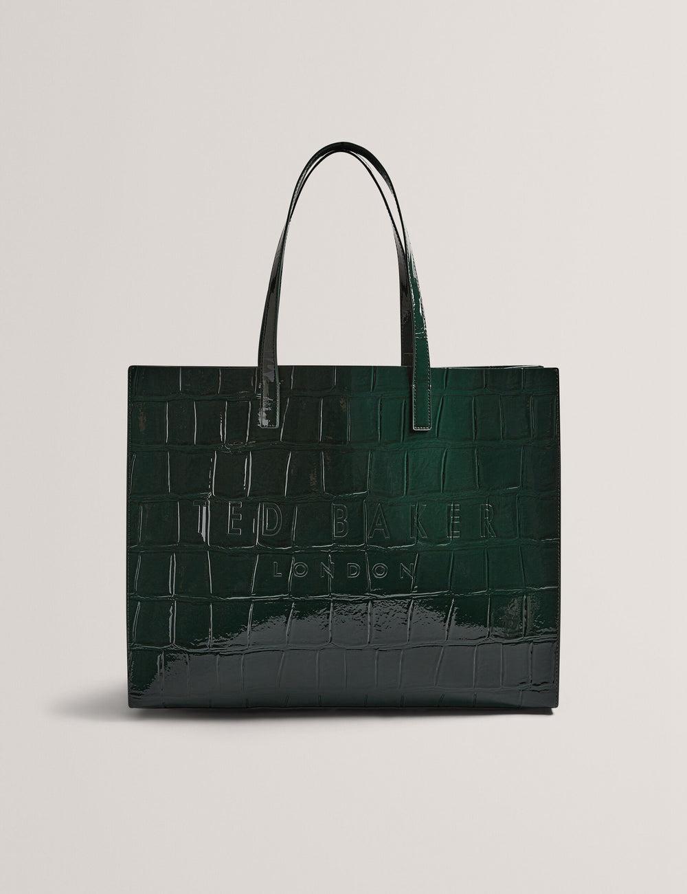 Women Ted Baker ALLICON - Patent Croc Effect Wide Tote Bags Mid-Green | Egypt  JYHCW-9123