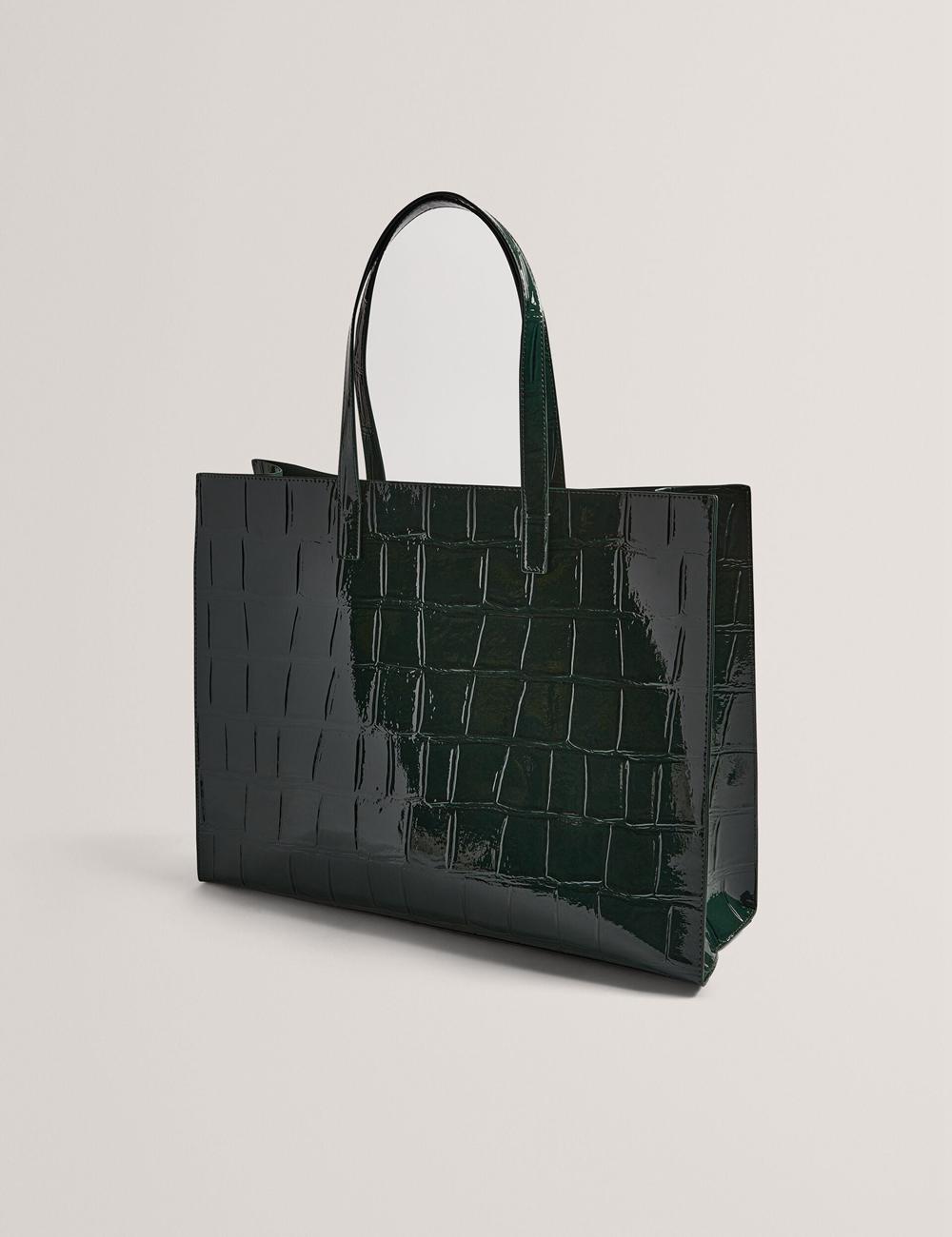 Women Ted Baker ALLICON - Patent Croc Effect Wide Tote Bags Mid-Green | Egypt  JYHCW-9123