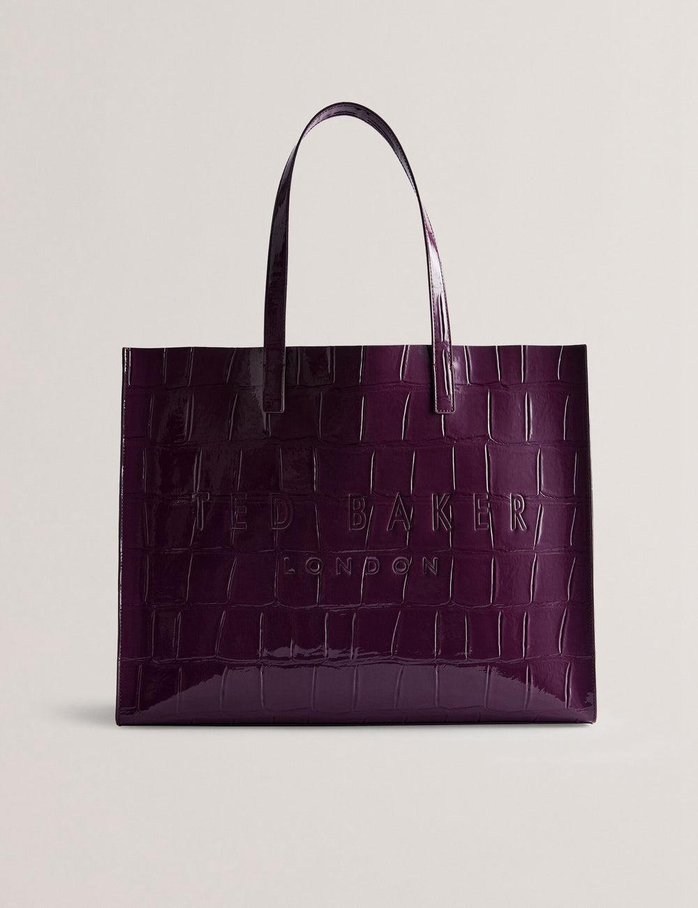 Women Ted Baker ALLICON - Wide Croc Effect Icon Tote Bags Maroon | Egypt  XVCMY-5017