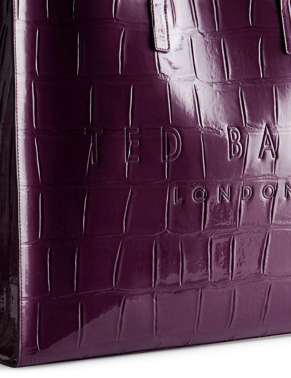 Women Ted Baker ALLICON - Wide Croc Effect Icon Tote Bags Maroon | Egypt  XVCMY-5017