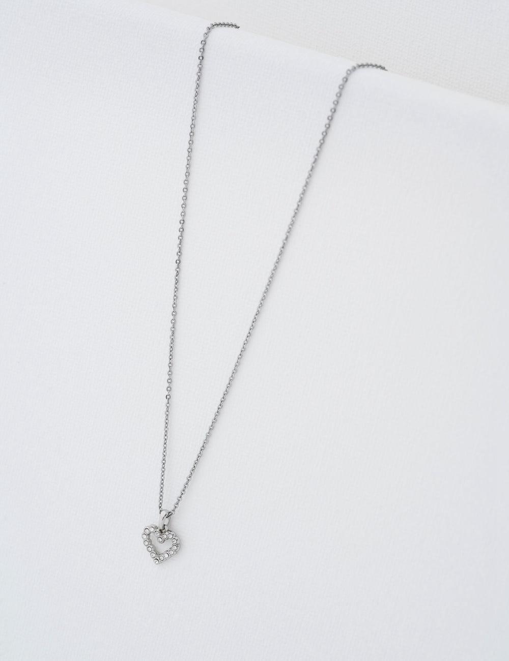 Women Ted Baker AMORE - Crystal Open Heart Pendant Necklaces Silver | Egypt  FMUWT-4150