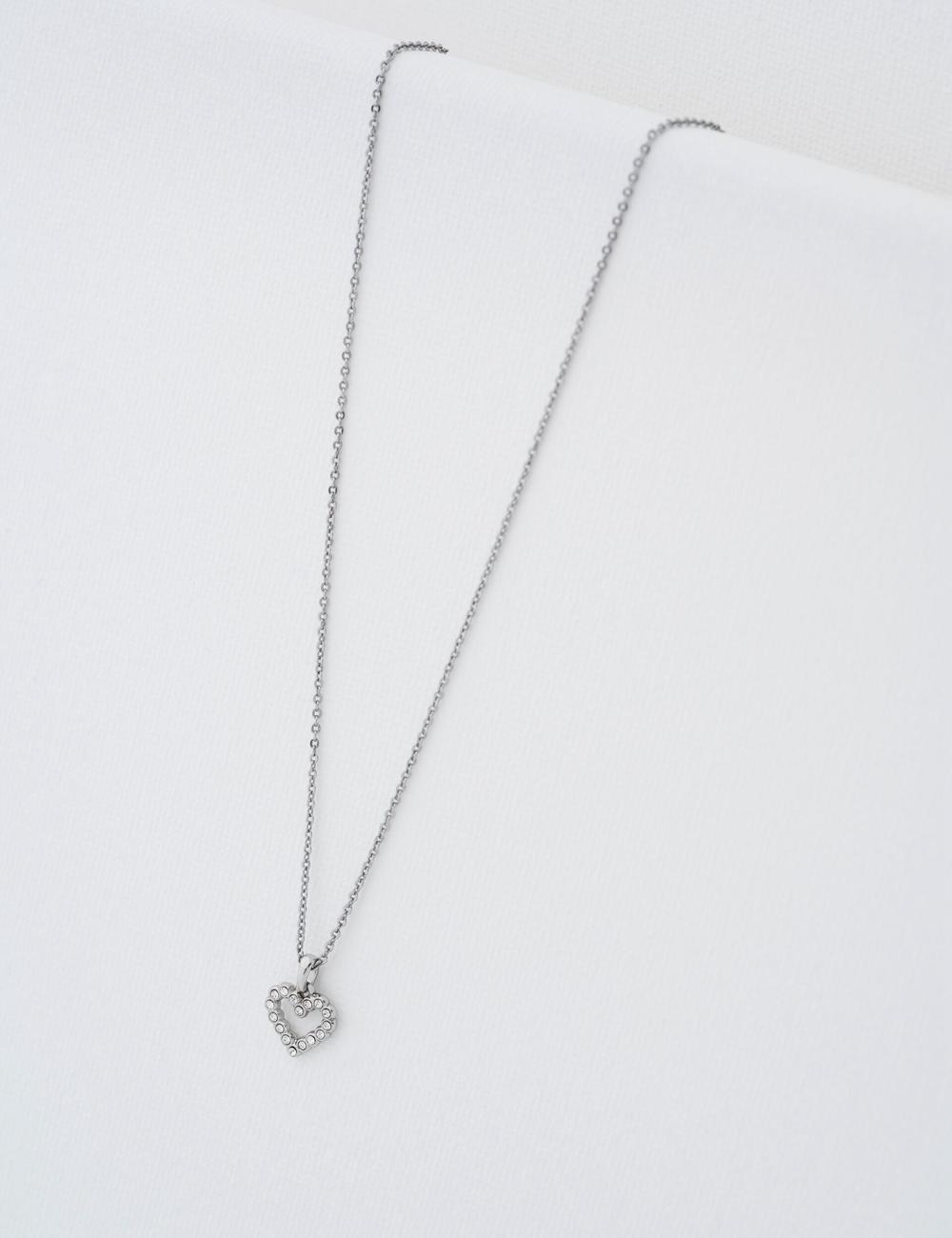 Women Ted Baker AMORE - Crystal Open Heart Pendant Necklaces Silver | Egypt  FMUWT-4150