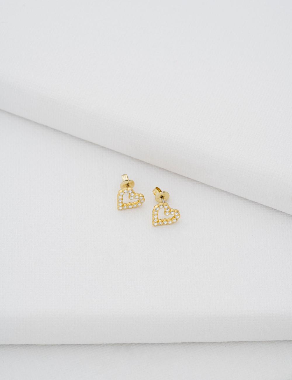 Women Ted Baker AMORINA -Crystal Open Heart Stud Earrings Gold | Egypt  QTSGL-6731