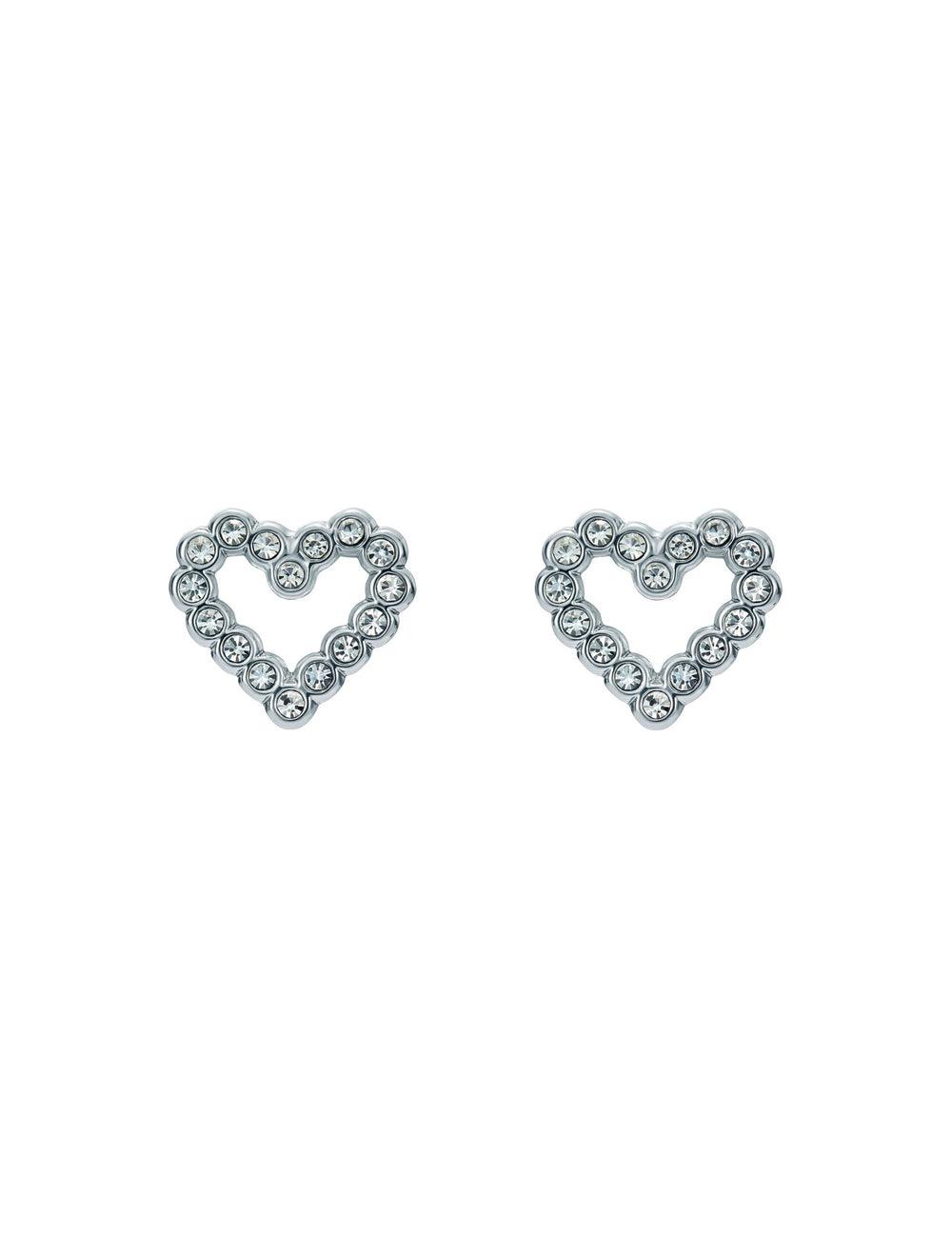 Women Ted Baker AMORINA - Crystal Open Heart Stud Earrings Silver | Egypt  IGFTA-8952