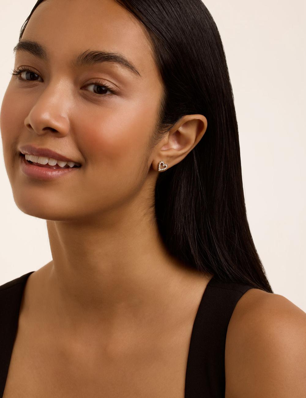 Women Ted Baker AMORINA - Crystal Open Heart Stud Earrings Silver | Egypt  IGFTA-8952