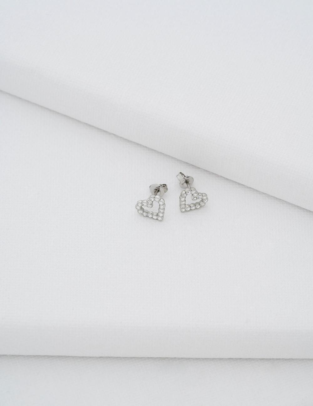 Women Ted Baker AMORINA - Crystal Open Heart Stud Earrings Silver | Egypt  IGFTA-8952