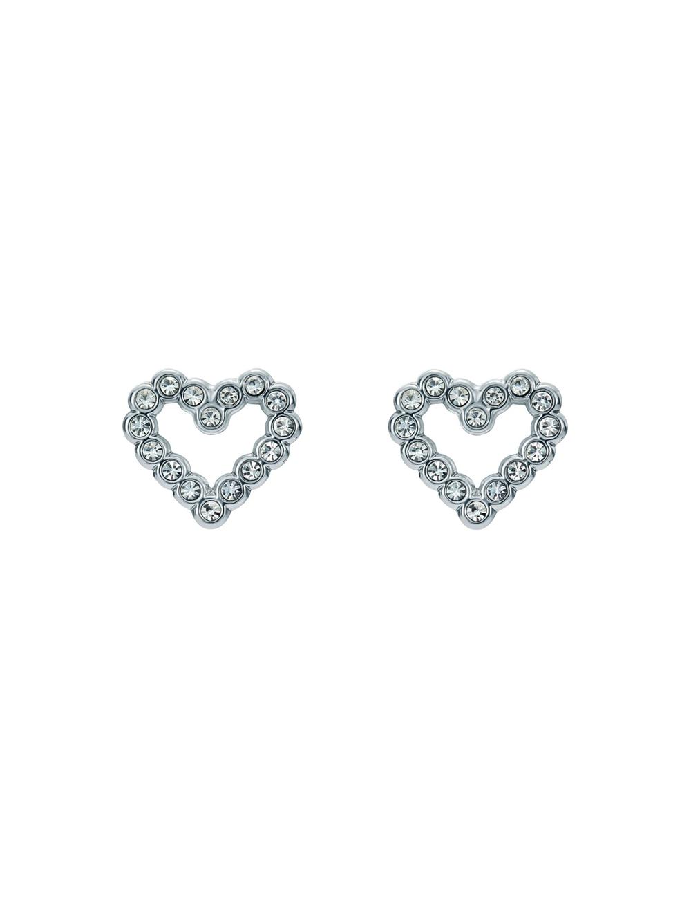 Women Ted Baker AMORINA - Crystal Open Heart Stud Earrings Silver | Egypt  IGFTA-8952