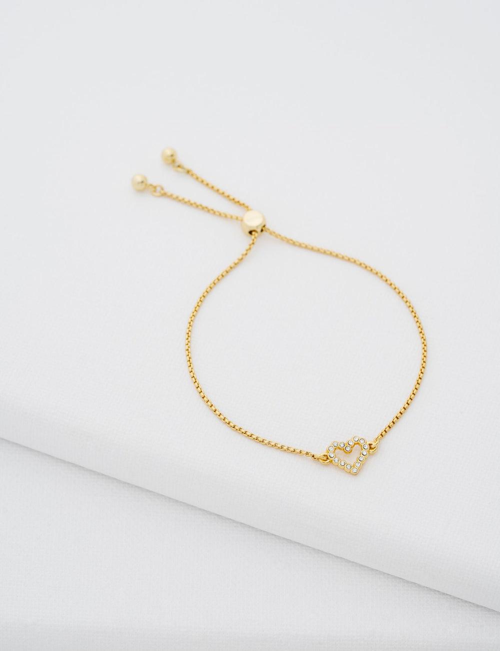 Women Ted Baker AMORITA - Crystal Open Heart Adjustable Bracelets Gold | Egypt  CJQYF-8652