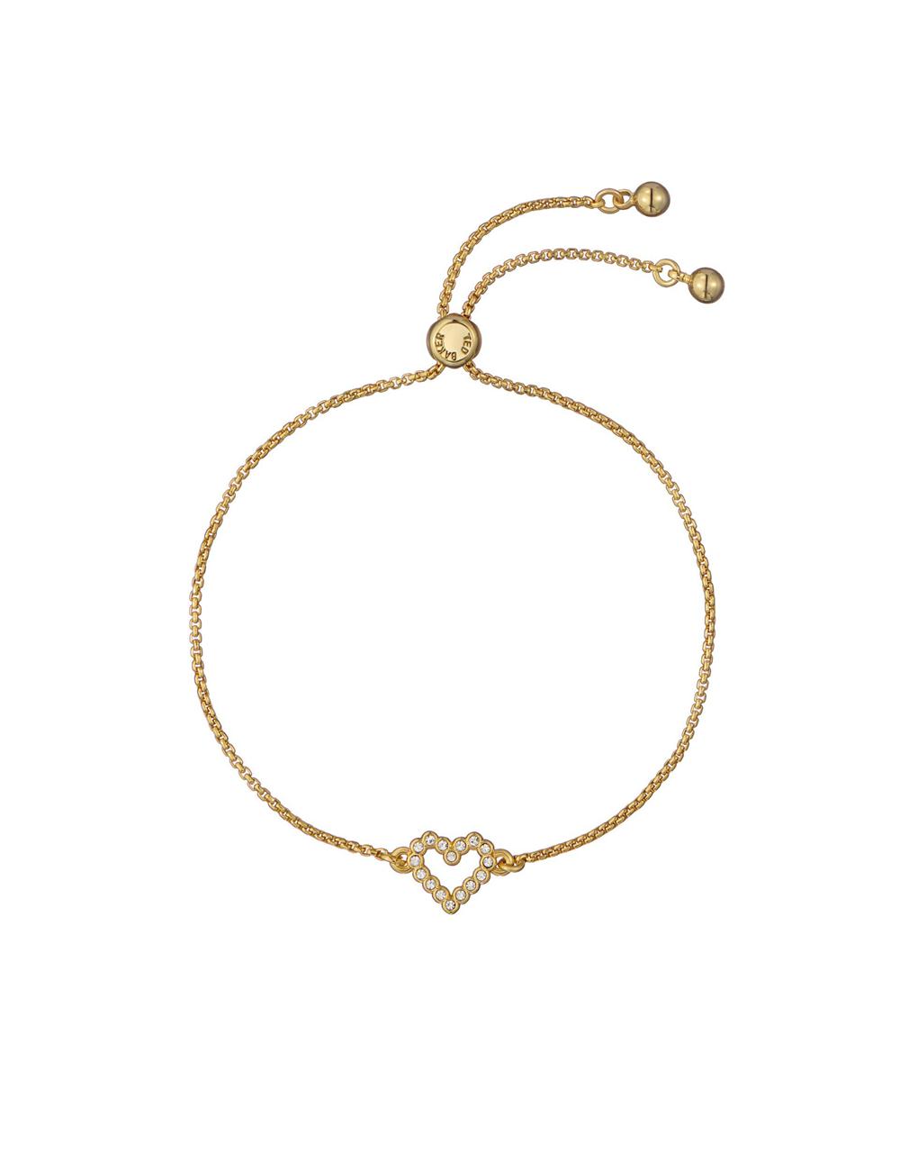 Women Ted Baker AMORITA - Crystal Open Heart Adjustable Bracelets Gold | Egypt  CJQYF-8652