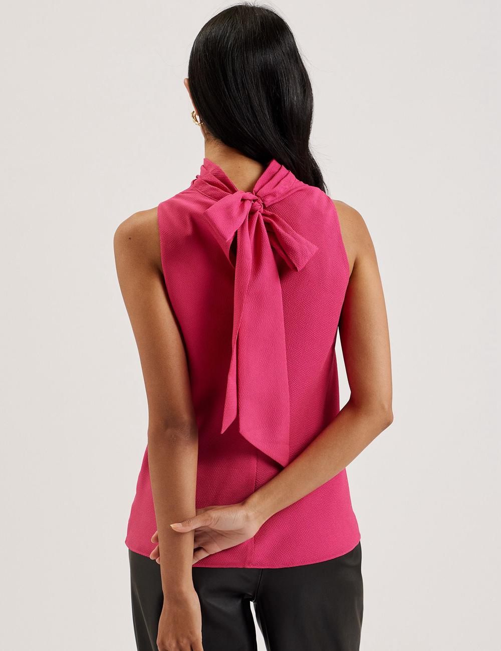 Women Ted Baker ANINI - Textured High Neck Sleeveless Top Blouses Fuchsia | Egypt  YRDAO-6427