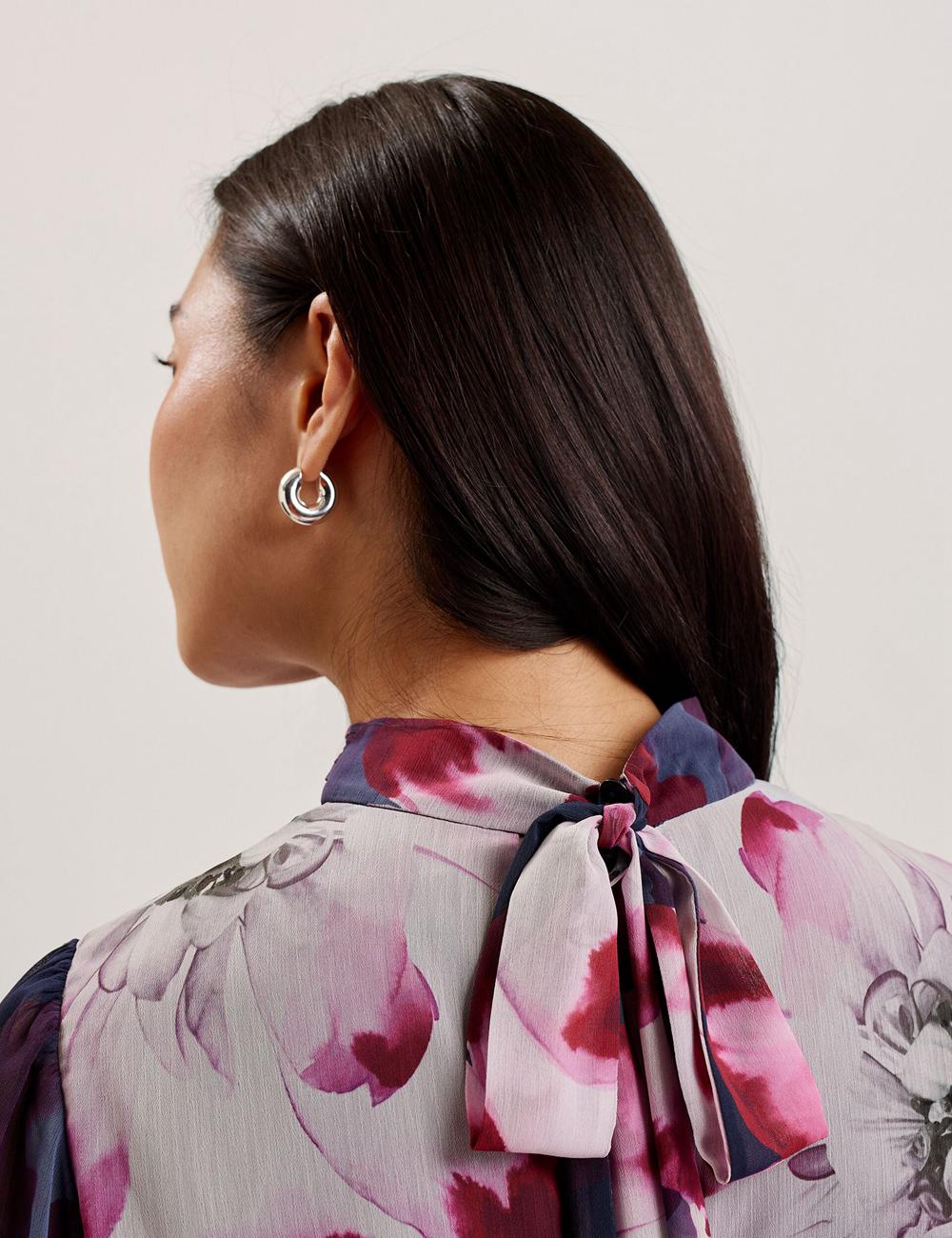 Women Ted Baker ARACELY - Floral High Neck Long Sleeve Mini Dresses Navy | Egypt  BLAYU-4156
