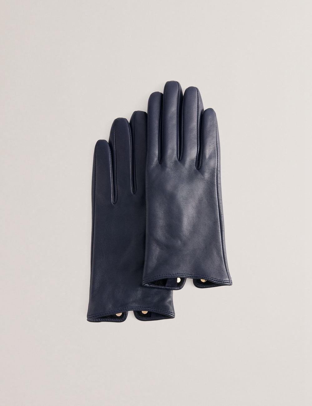 Women Ted Baker ARLEOS - Leather Split Cuff Gloves Navy | Egypt  EJZXK-1375