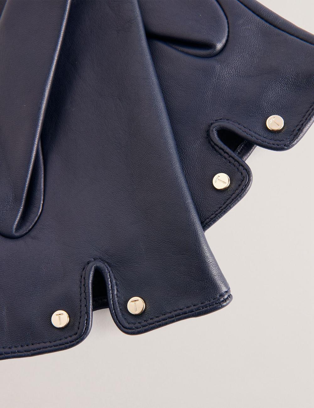 Women Ted Baker ARLEOS - Leather Split Cuff Gloves Navy | Egypt  EJZXK-1375