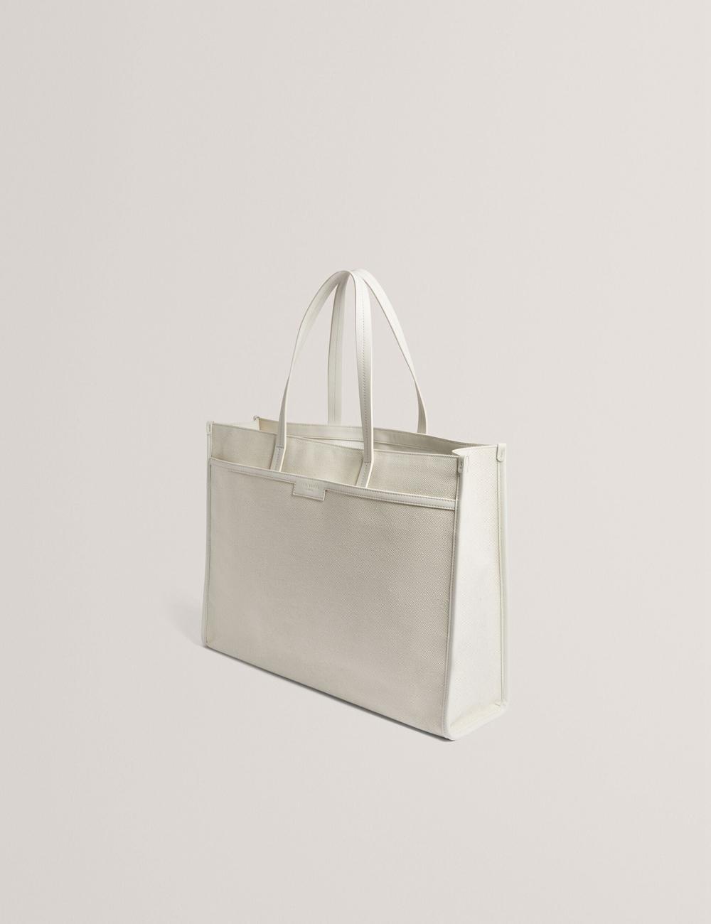 Women Ted Baker AUDOS - Rose Detail Wide Canvas Tote Bags Ecru | Egypt  EHTPL-1346