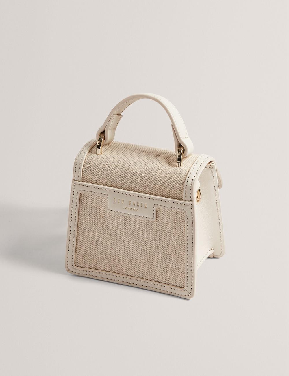 Women Ted Baker AUDOU - Rose Detail Canvas Mini Top Handle Crossbody Bags Ecru | Egypt  RIXHM-9568
