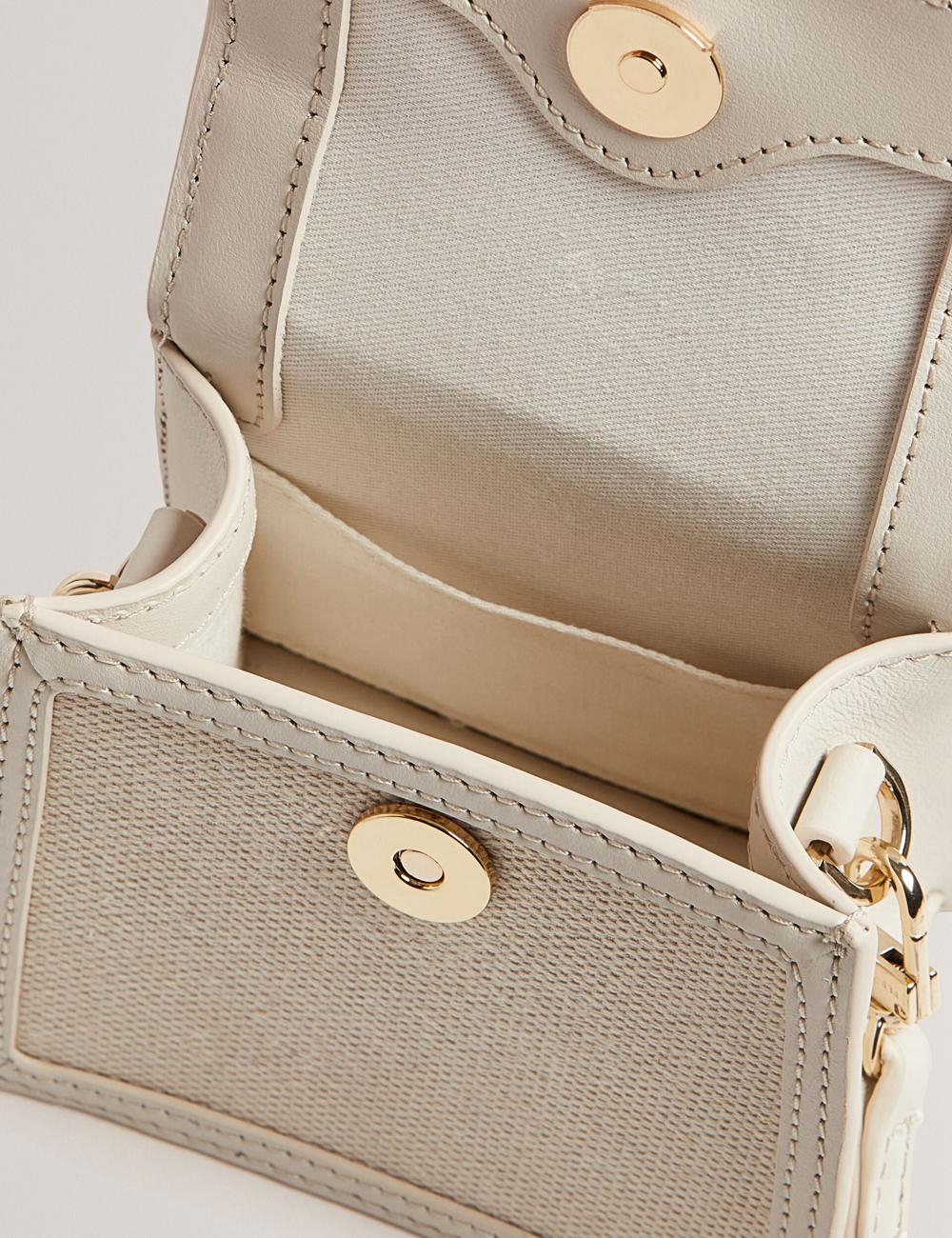 Women Ted Baker AUDOU - Rose Detail Canvas Mini Top Handle Crossbody Bags Ecru | Egypt  RIXHM-9568