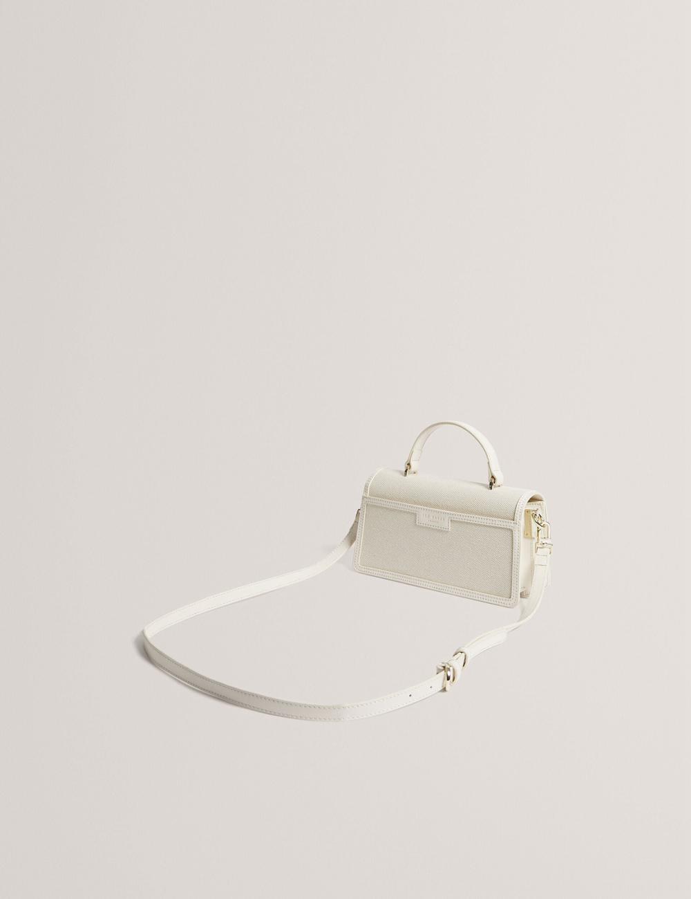 Women Ted Baker AUDRIS - Rose Detail Canvas Top Handleuette Crossbody Bags Ecru | Egypt  NGCSL-9721