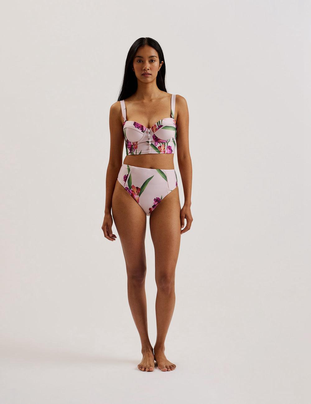 Women Ted Baker AVELEA - Floral Print High Waisted Bikini Bottoms Pink | Egypt  BRPUK-0239