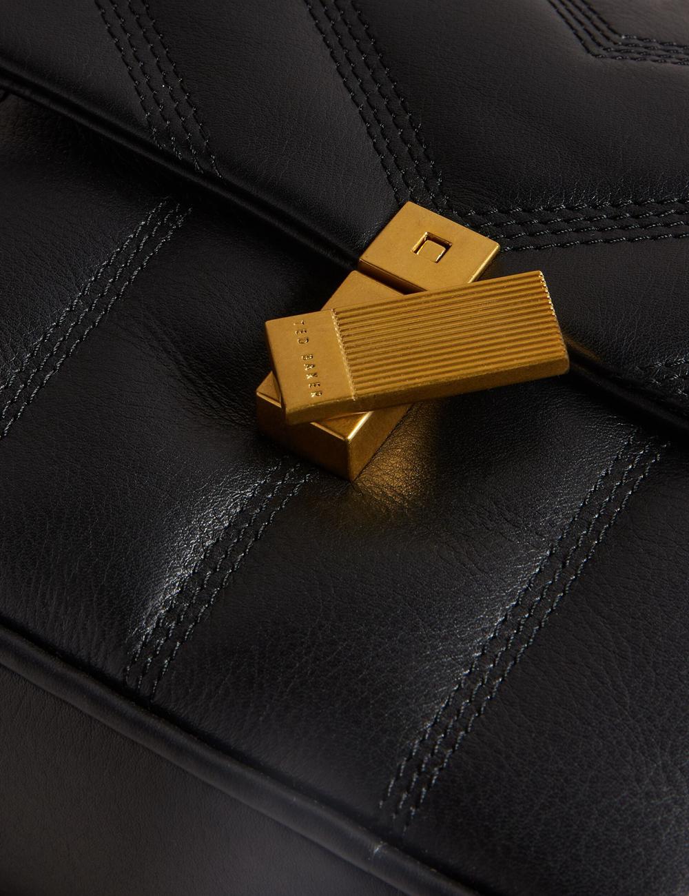 Women Ted Baker AYALILY - Quilted Leather Camera With Front Pocket Camera Bag Black | Egypt  OREJB-8571
