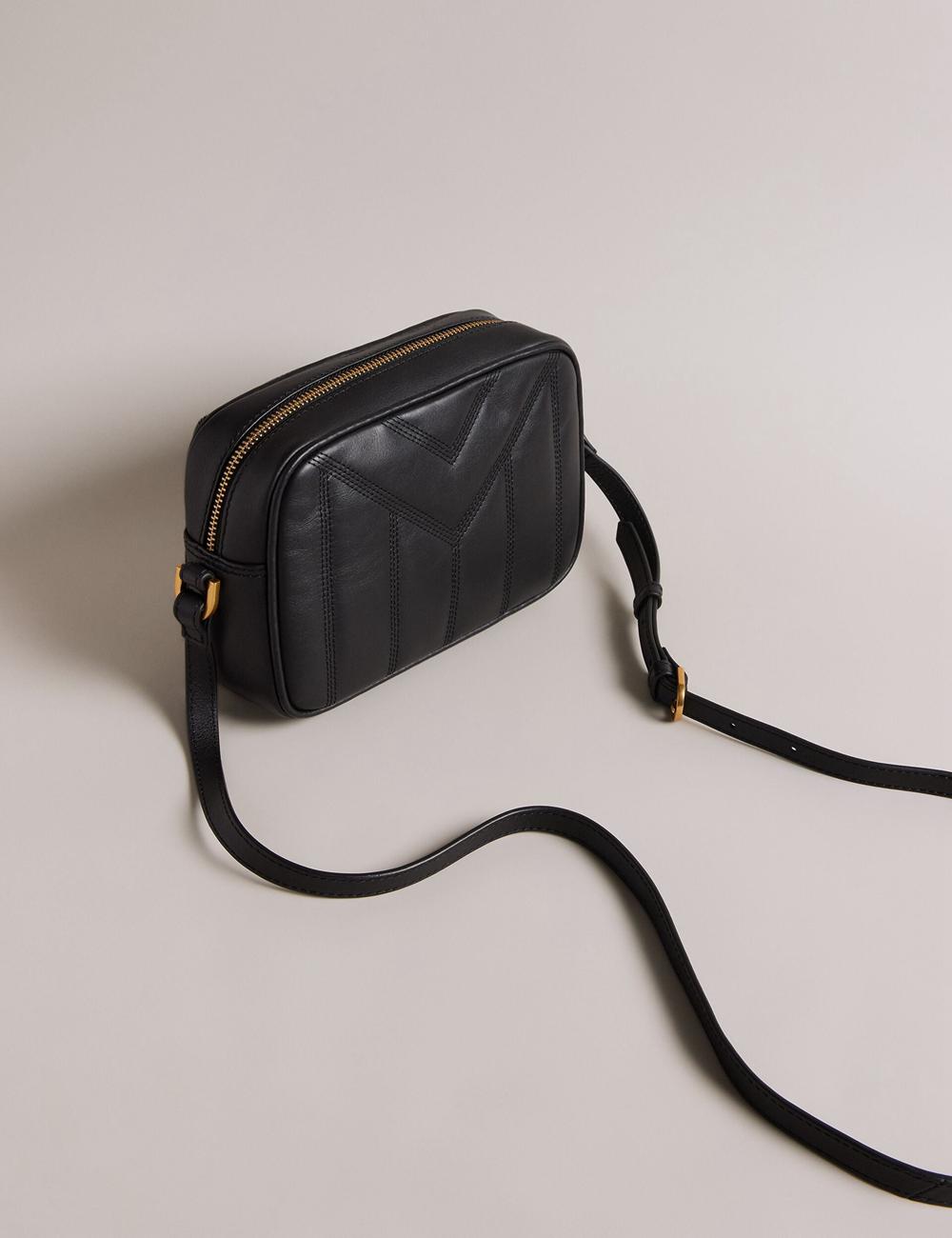 Women Ted Baker AYALILY - Quilted Leather Camera With Front Pocket Camera Bag Black | Egypt  OREJB-8571