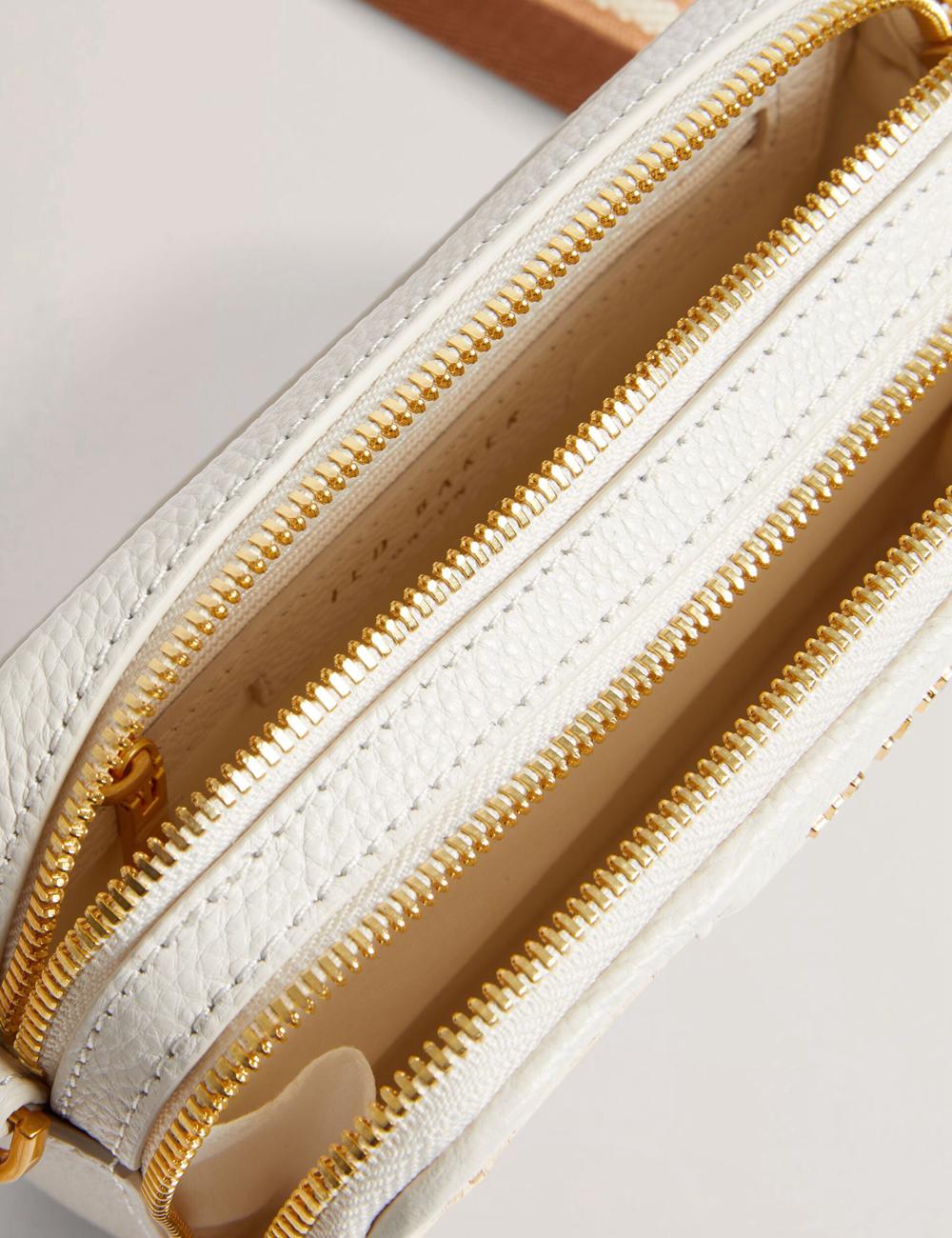 Women Ted Baker BARIA - Faux Raffia Leather Trim Mini Camera Camera Bag Ecru | Egypt  ASRPL-3210