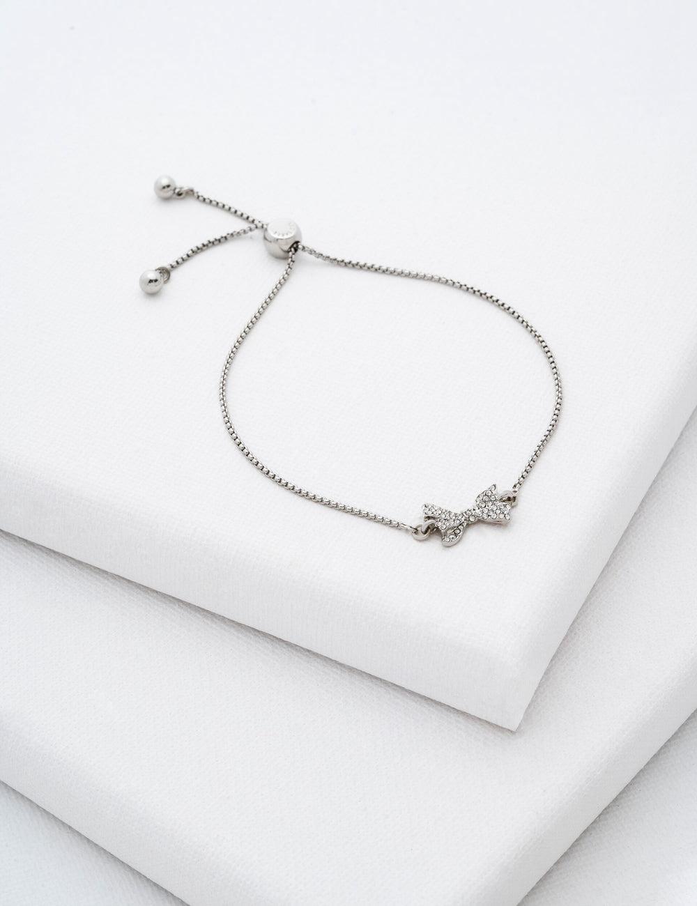 Women Ted Baker BARSET - Crystal Bow Adjustable Bracelets Silver | Egypt  APUHO-8349