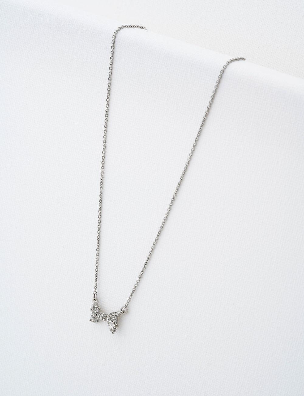 Women Ted Baker BARSIE - Crystal Bow Pendant Necklaces Silver | Egypt  TKJQI-1209