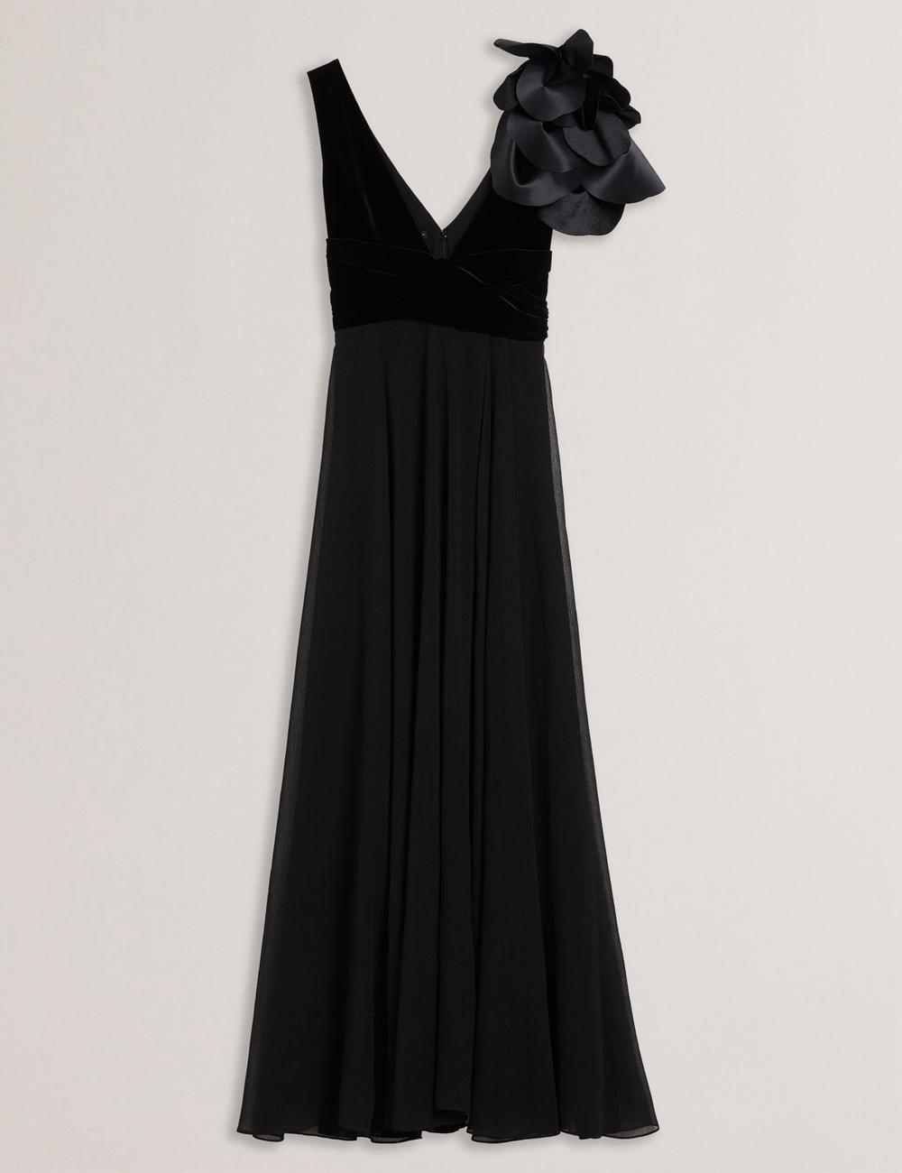 Women Ted Baker BEIRA - Corsage Plunge Neck Sleeveless Maxi Dresses Black | Egypt  EYOJV-4126