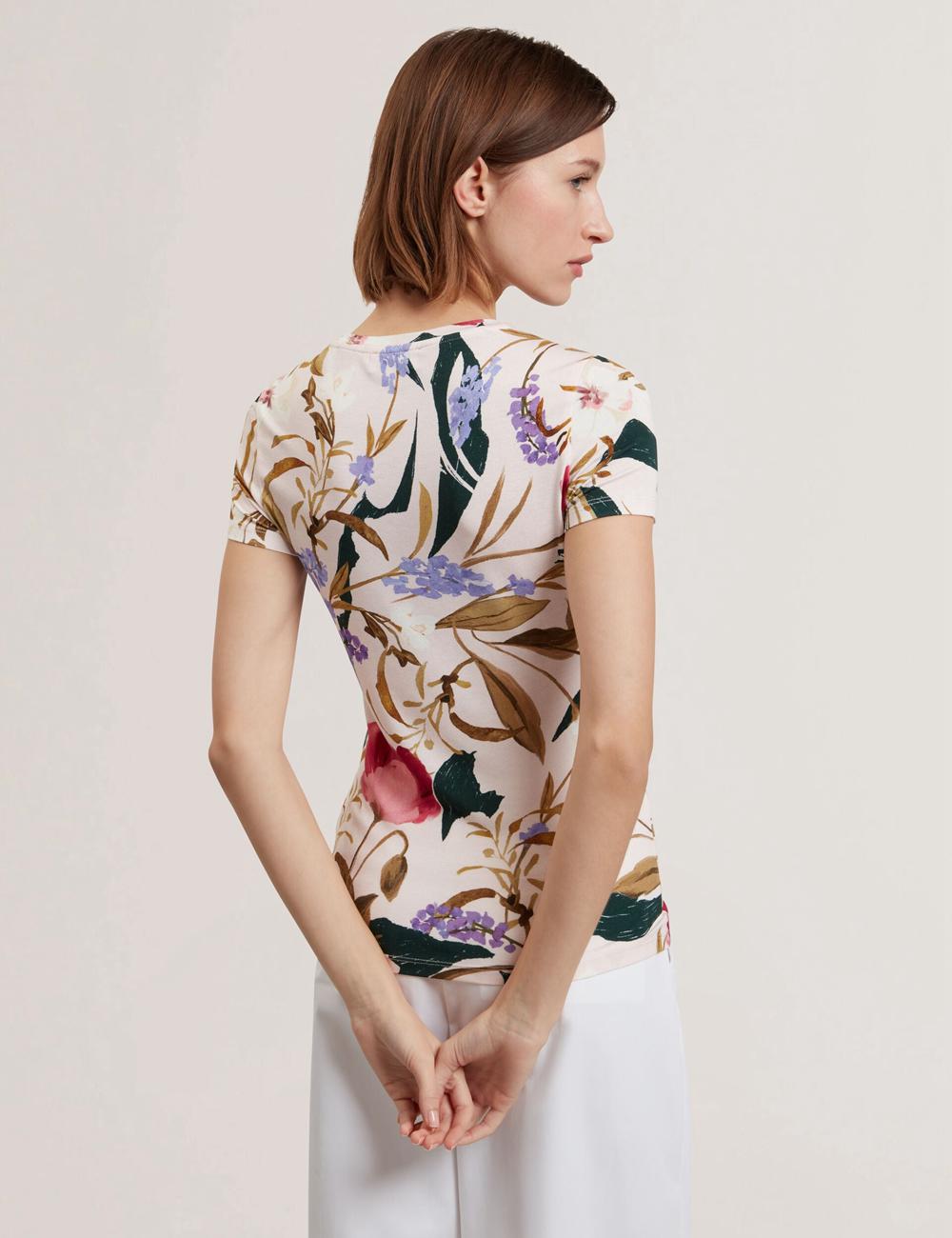 Women Ted Baker BELLIEA - Painted Floral Print Slim Fit T-Shirts Pink | Egypt  YETDJ-8657