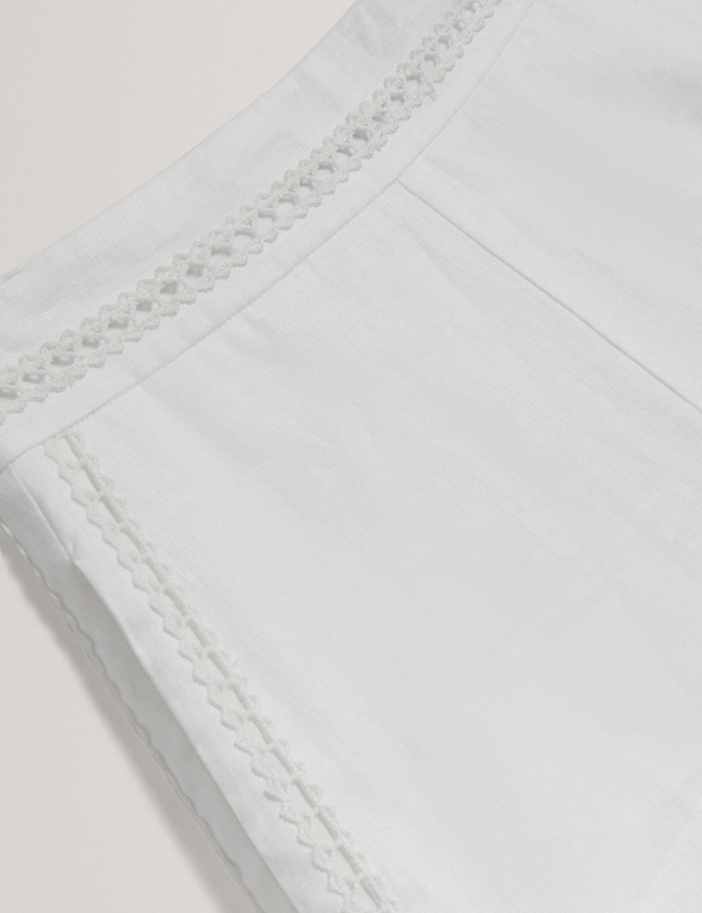 Women Ted Baker BUCCIA - Crochet Trim High Waisted Linen Shorts White | Egypt  JZMNF-8359