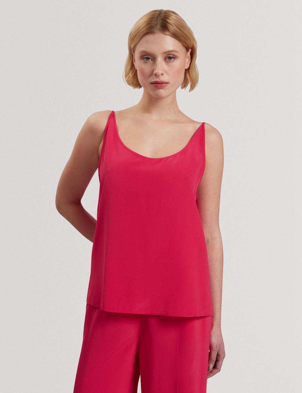 Women Ted Baker CADASA - Pure Silk Scoop Neck Cami Tops Fuchsia | Egypt  COZAV-9573