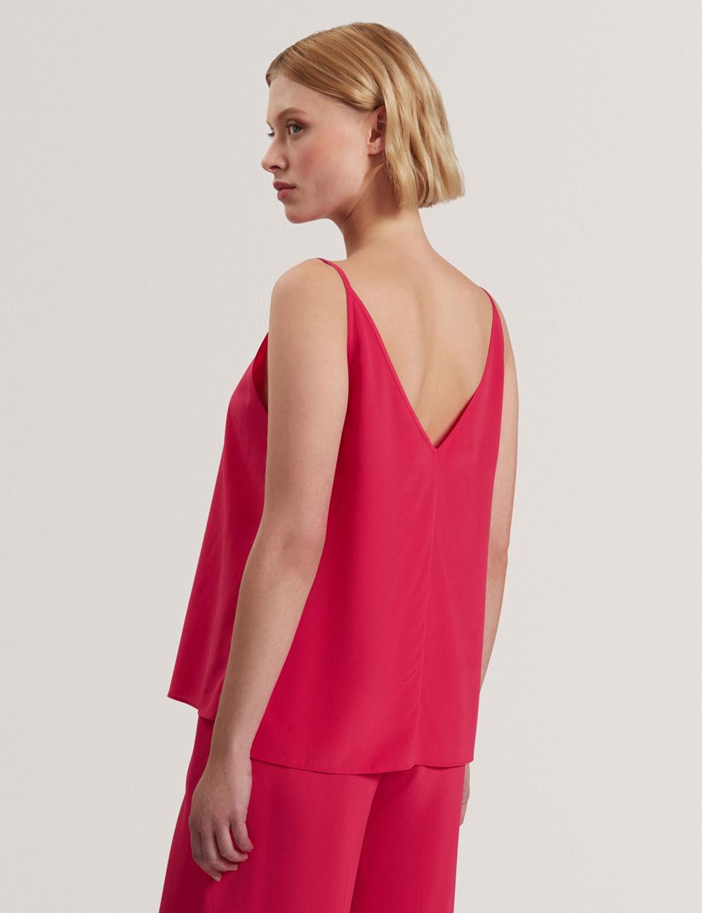 Women Ted Baker CADASA - Pure Silk Scoop Neck Cami Tops Fuchsia | Egypt  COZAV-9573