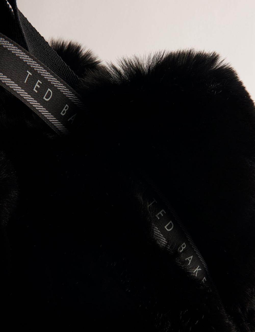Women Ted Baker CADENCE - Faux Fur Webbing Strap Shopper Shopper Bags Black | Egypt  OSAGH-4580