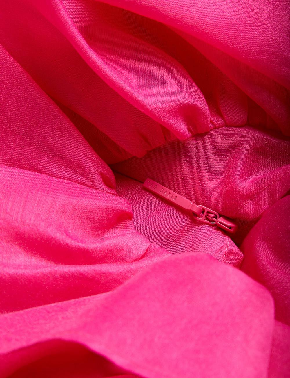 Women Ted Baker CALONDA - Oversized Frill Trim V-Neck Top Blouses Fuchsia | Egypt  DMTOQ-3952