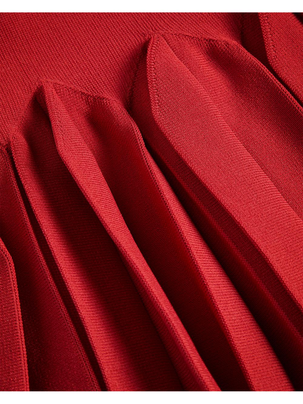 Women Ted Baker CANDDY - Pleated Hem Bodycon Knit Mini Dresses Red | Egypt  LQRTX-3154
