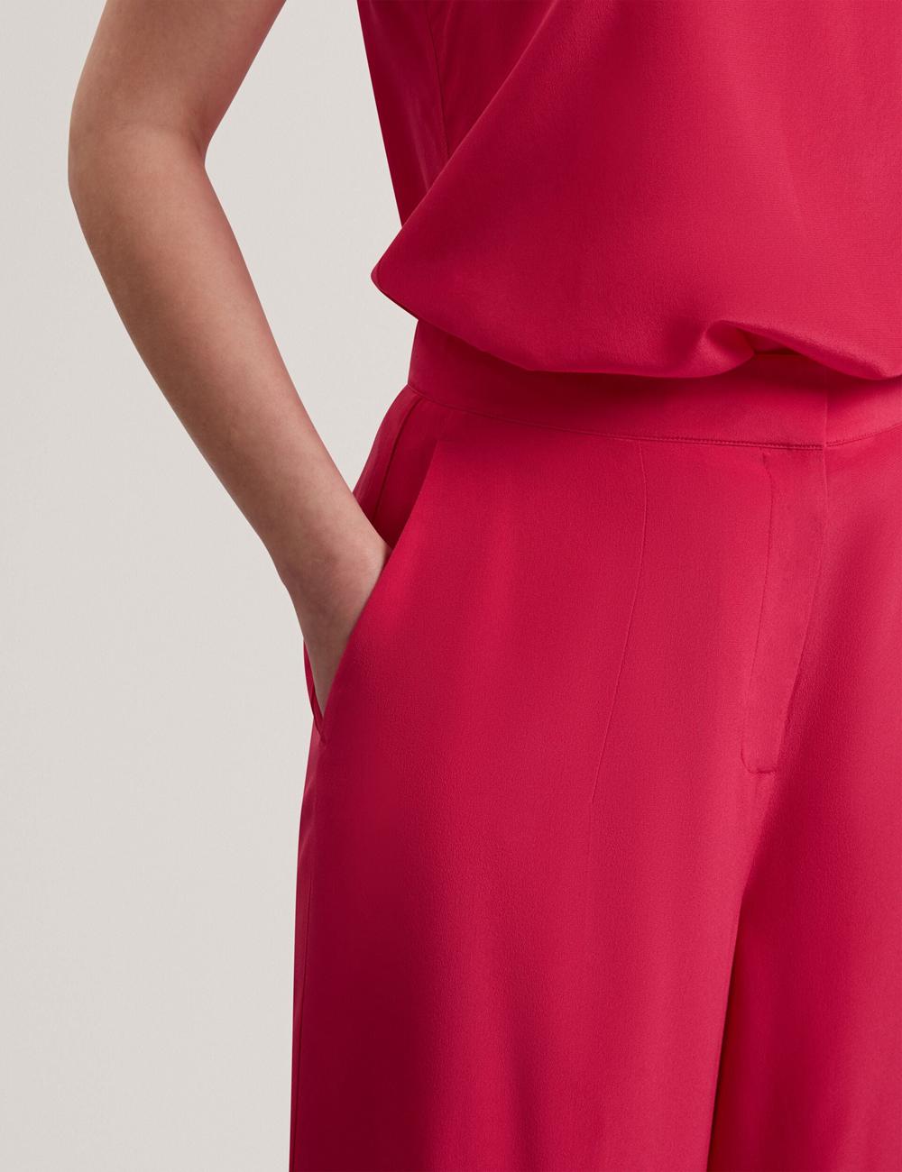 Women Ted Baker CARLOET - Silk Wide Leg Tailored Trousers Fuchsia | Egypt  BYGSW-8603