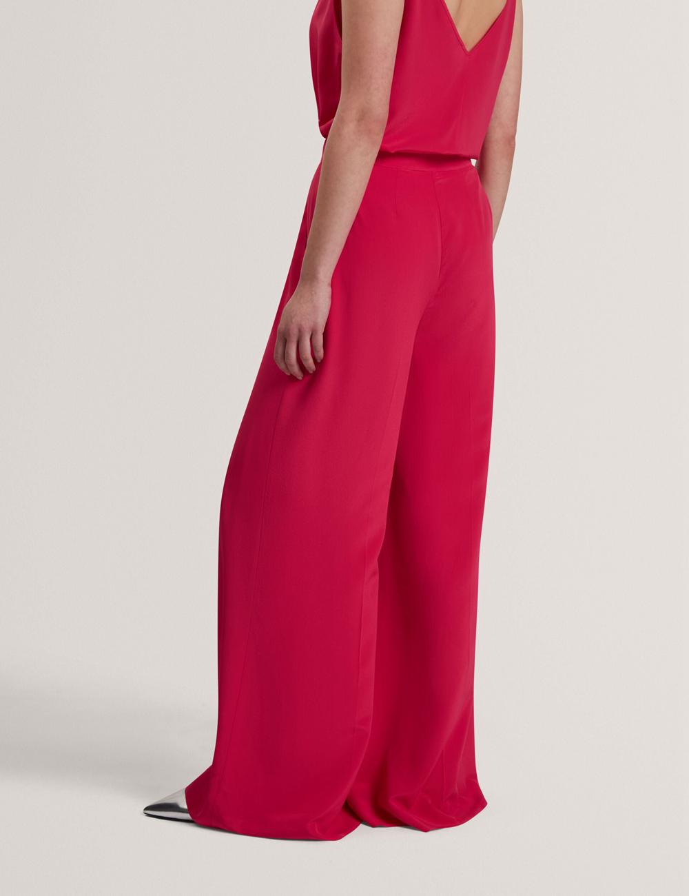 Women Ted Baker CARLOET - Silk Wide Leg Tailored Trousers Fuchsia | Egypt  BYGSW-8603