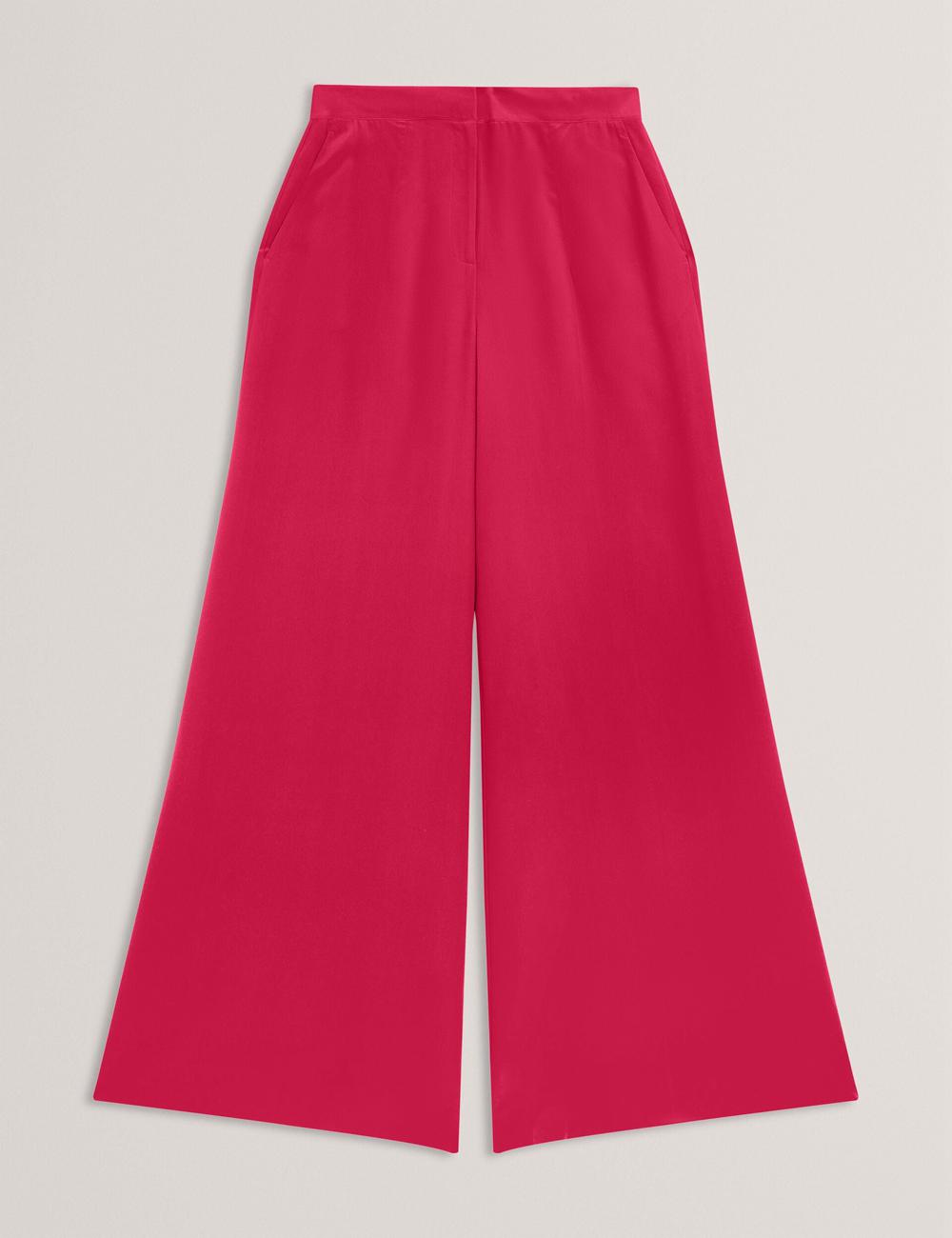 Women Ted Baker CARLOET - Silk Wide Leg Tailored Trousers Fuchsia | Egypt  BYGSW-8603