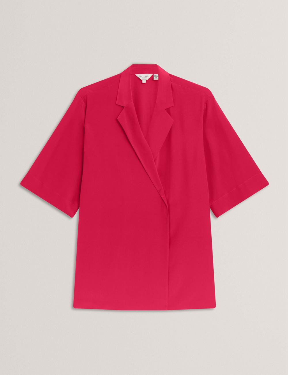 Women Ted Baker CARLOE - Silk Short Sleeve Blazers Fuchsia | Egypt  ZFBOL-7243